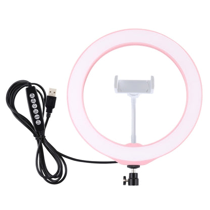 PULUZ 10.2 inch 26cm USB 10 Modes 8 Colors RGBW Dimmable LED Ring Vlogging Photography Video Lights with Cold Shoe Tripod Ball Head & Phone Clamp(Pink) - Consumer Electronics by PULUZ | Online Shopping UK | buy2fix