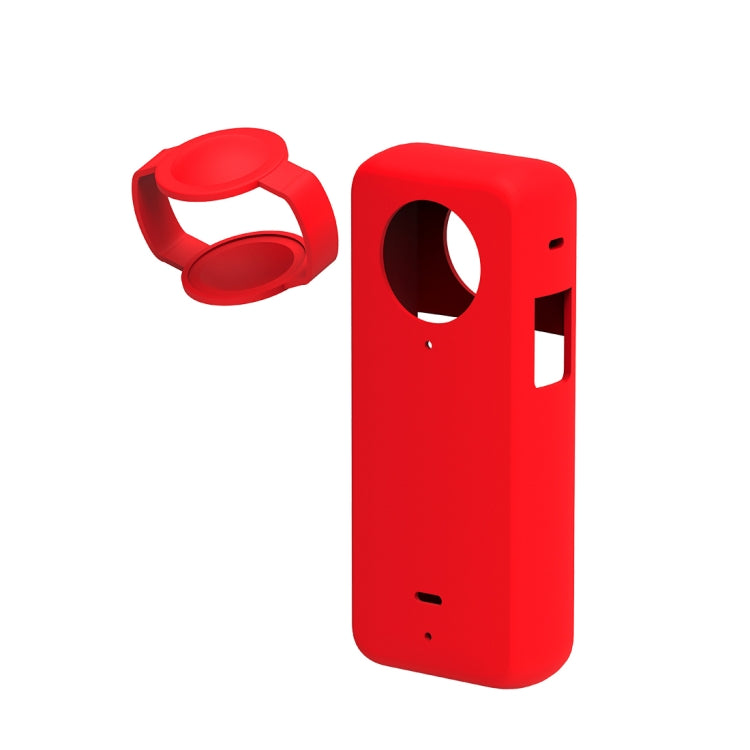 For Insta360 X3 PULUZ Silicone Protective Case with Lens Cover(Red) - DJI & GoPro Accessories by PULUZ | Online Shopping UK | buy2fix