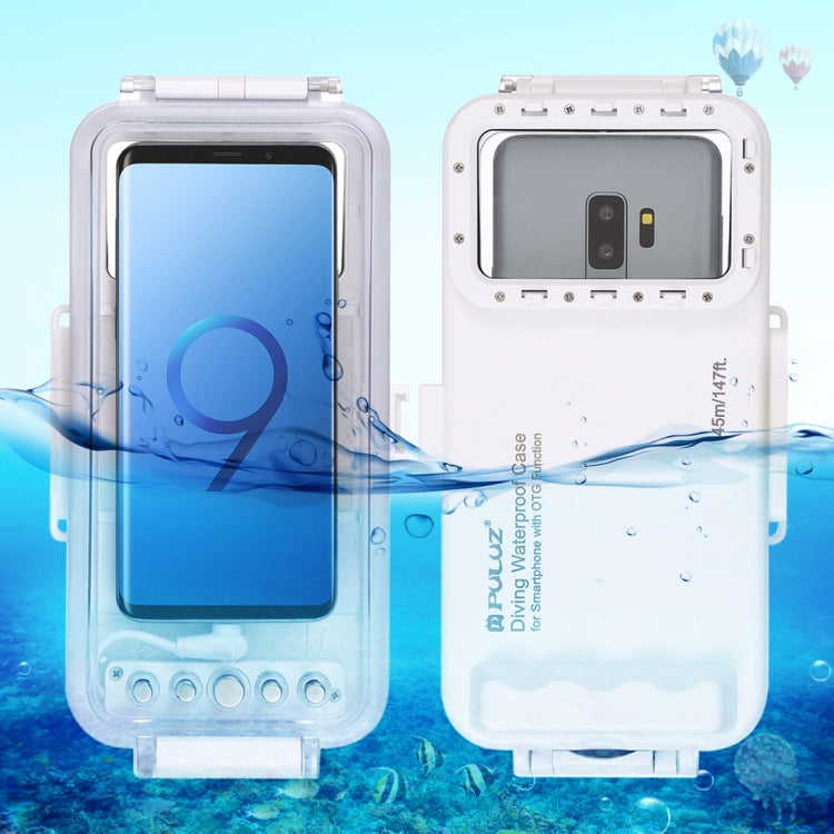 PULUZ 45m/147ft Waterproof Diving Case Photo Video Taking Underwater Housing Cover for iPhone 16 / 16 Pro / 15 / 15 Pro, Galaxy, Huawei, Xiaomi, Google Android OTG Smartphones with Type-C Port(White) - Galaxy S22+ 5G Cases by PULUZ | Online Shopping UK | buy2fix