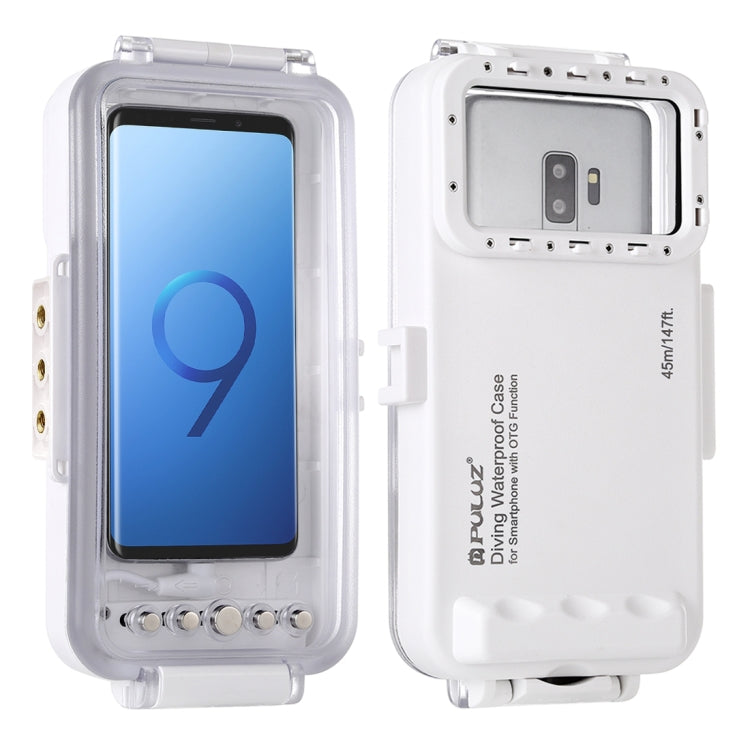 PULUZ 45m/147ft Waterproof Diving Case Photo Video Taking Underwater Housing Cover for iPhone 16 / 16 Pro / 15 / 15 Pro, Galaxy, Huawei, Xiaomi, Google Android OTG Smartphones with Type-C Port(White) - Galaxy S22+ 5G Cases by PULUZ | Online Shopping UK | buy2fix