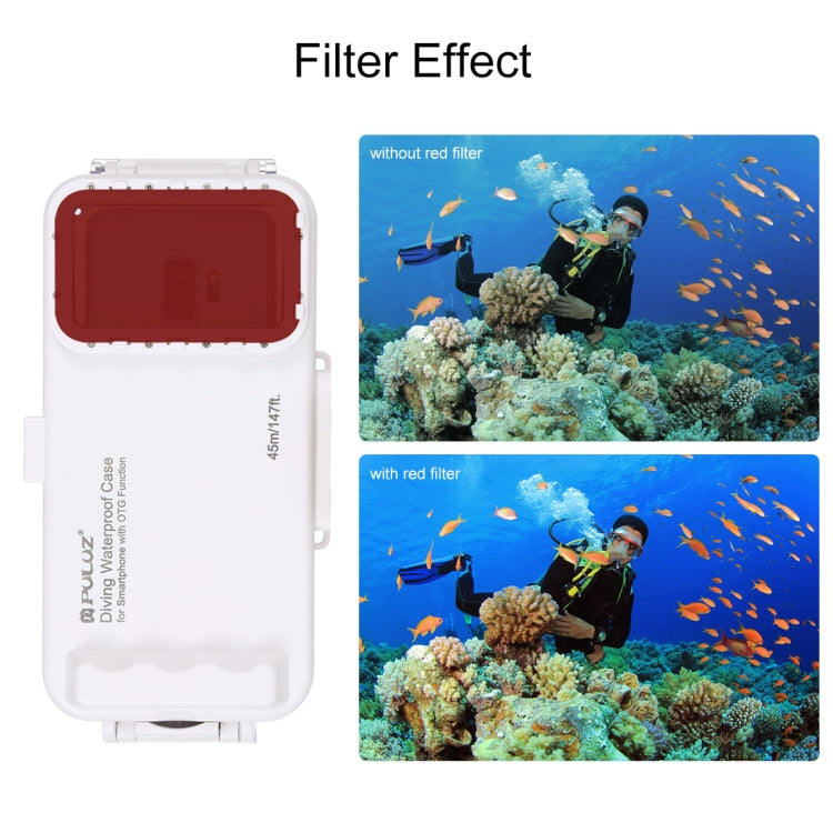 PULUZ 45m/147ft Waterproof Diving Case Photo Video Taking Underwater Housing Cover for iPhone 16 / 16 Pro / 15 / 15 Pro, Galaxy, Huawei, Xiaomi, Google Android OTG Smartphones with Type-C Port(White) - Galaxy S22+ 5G Cases by PULUZ | Online Shopping UK | buy2fix