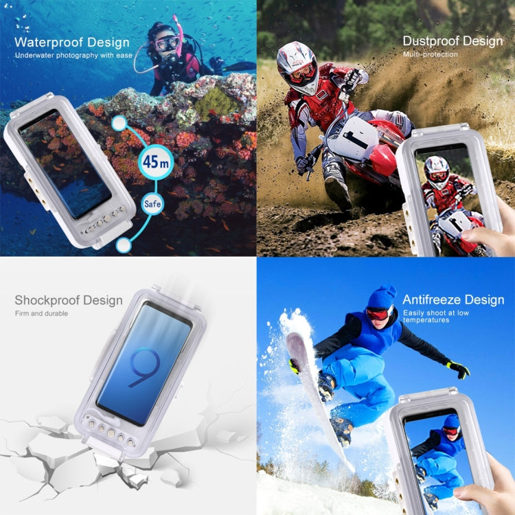 PULUZ 45m/147ft Waterproof Diving Case Photo Video Taking Underwater Housing Cover for iPhone 16 / 16 Pro / 15 / 15 Pro, Galaxy, Huawei, Xiaomi, Google Android OTG Smartphones with Type-C Port(White) - Galaxy S22+ 5G Cases by PULUZ | Online Shopping UK | buy2fix