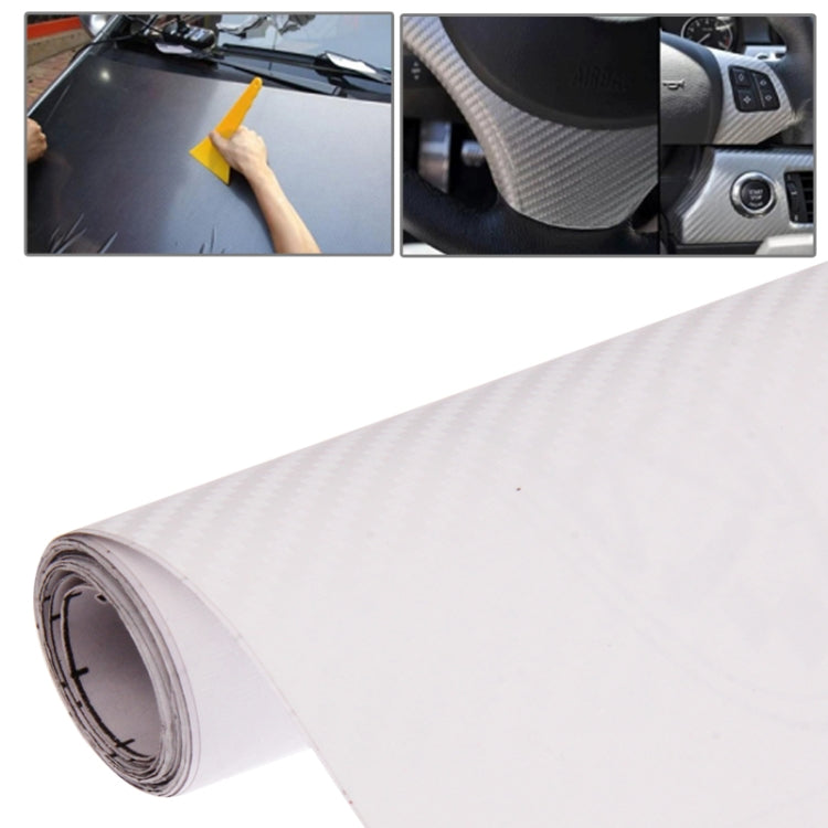 Car Decorative 3D Carbon Fiber PVC Sticker, Size: 127cm x 50cm(White) - Auto Film by buy2fix | Online Shopping UK | buy2fix