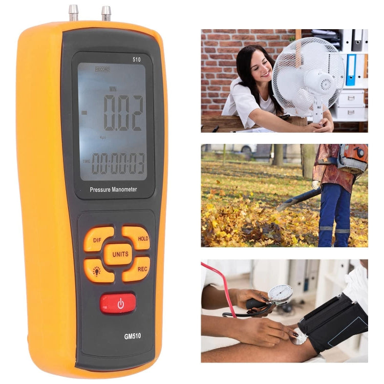 BENETECH GM510 LCD Display Pressure Manometer(Yellow) - Other Tester Tool by BENETECH | Online Shopping UK | buy2fix