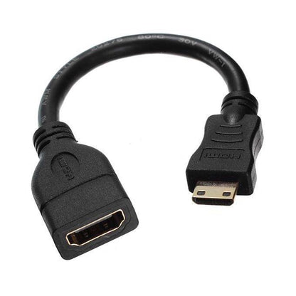 16cm Gold Plated Mini HDMI Male to HDMI 19 Pin Female Cable(Black) - Cable by buy2fix | Online Shopping UK | buy2fix