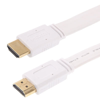 1.4 Version，Gold Plated HDMI to HDMI 19Pin Flat Cable, Support Ethernet, 3D, 1080P, HD TV / Video / Audio etc, Length: 0.5m  (White) - Cable by buy2fix | Online Shopping UK | buy2fix