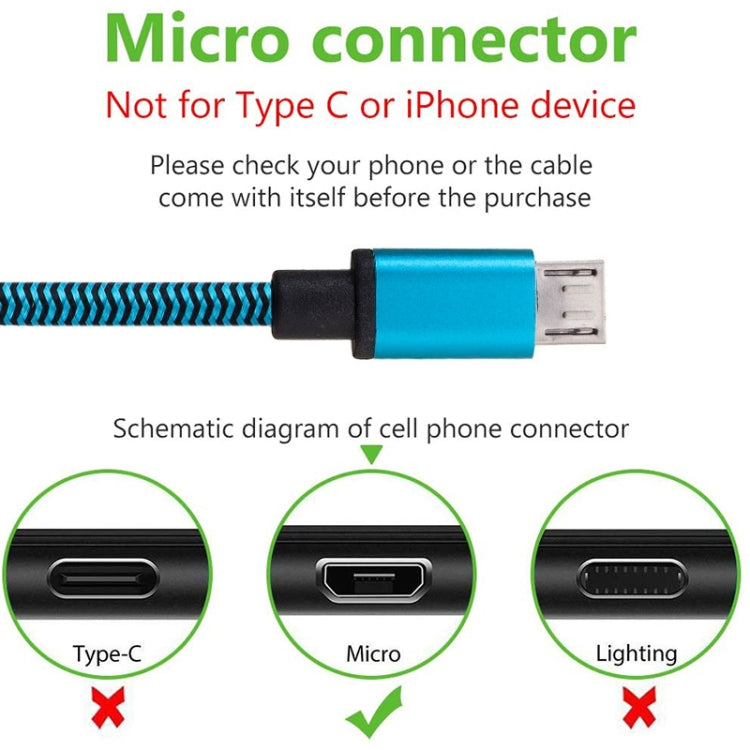 1m Woven Style Micro USB to USB 2.0 Data / Charger Cable, For Samsung, HTC, Sony, Lenovo, Huawei, and other Smartphones(Silver) - Micro USB Cable by buy2fix | Online Shopping UK | buy2fix