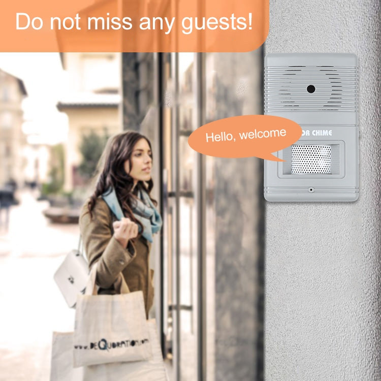 300D Wireless Visitor Alarm Entry Alert Door Chime(Grey) - Security by buy2fix | Online Shopping UK | buy2fix