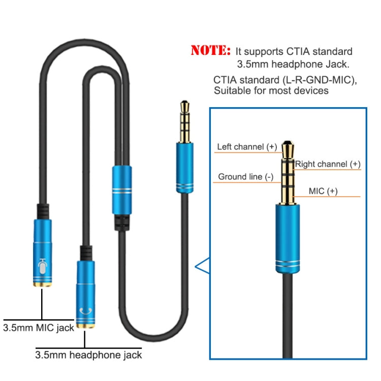 2 in 1 3.5mm Male to Double 3.5mm Female TPE High-elastic Audio Cable Splitter, Cable Length: 32cm(Silver) - Cable & Splitter by buy2fix | Online Shopping UK | buy2fix