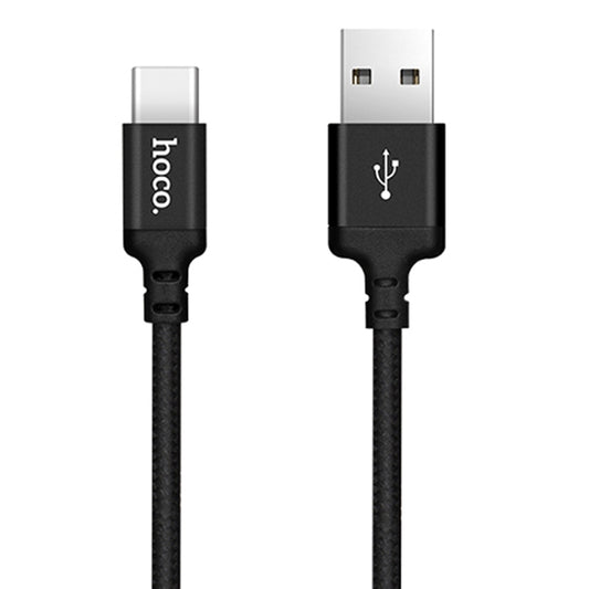 hoco X14 1m Nylon Braided Aluminium Alloy USB-C / Type-C to USB Data Sync Charging Cable(Black) - USB-C & Type-C Cable by hoco | Online Shopping UK | buy2fix