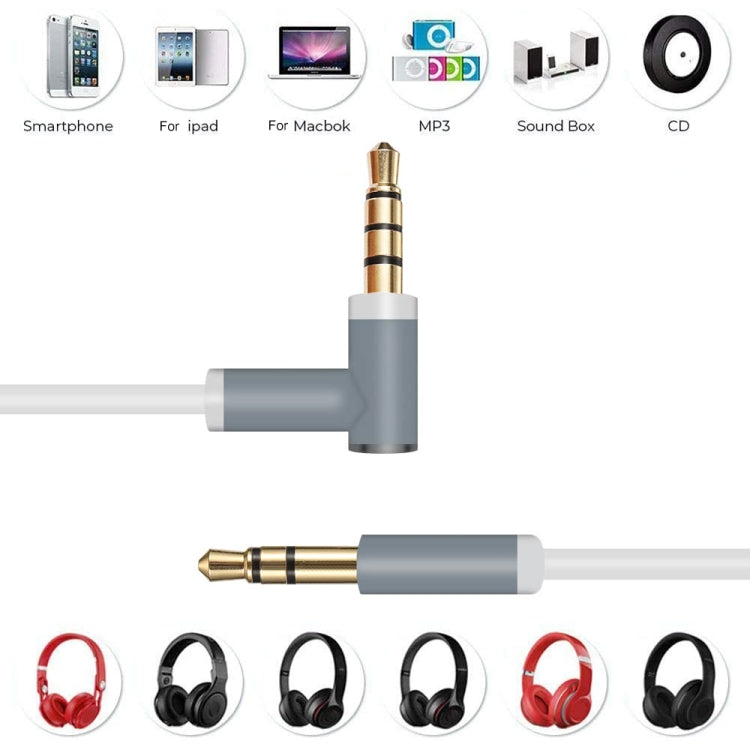 ZS0087 3.5mm Male to Male Earphone Cable with Mic & Wire-controlled, Cable Length: 1.4m(White) - Headset Accessories by buy2fix | Online Shopping UK | buy2fix