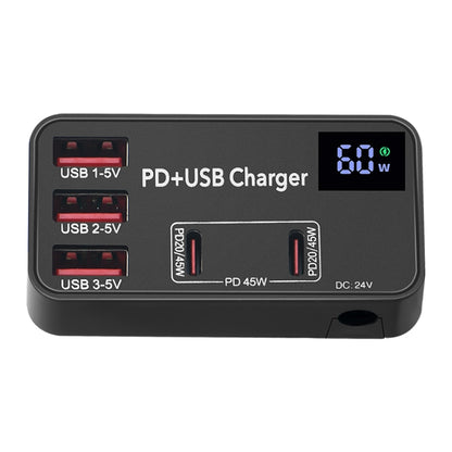 988B 5 in 1 DC 24V Dual USB-C/Type-C+3 USB Ports Multifunctional Digital Display Fast Charger - Multifunction Charger by buy2fix | Online Shopping UK | buy2fix