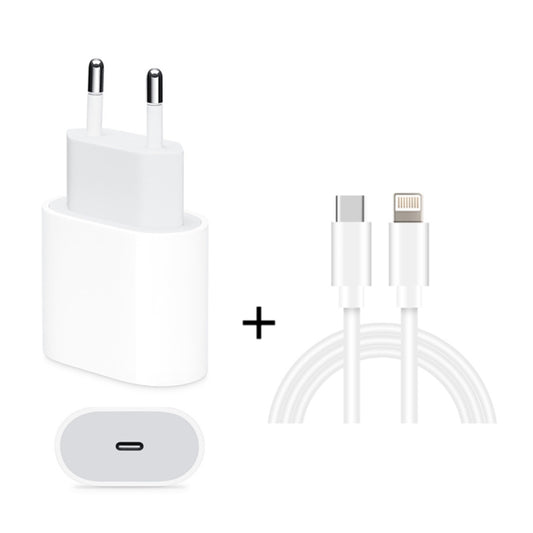 2 in 1 PD 18W Single USB-C / Type-C Interface Travel Charger + 3A PD3.0 USB-C / Type-C to 8 Pin Fast Charge Data Cable Set, Cable Length: 1m(EU Plug) - USB Charger by buy2fix | Online Shopping UK | buy2fix