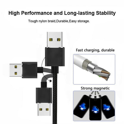 USB to USB-C / Type-C Magnetic Metal Connector Nylon Two-color Braided Magnetic Data Cable, Cable Length: 1m(Black) - Mobile Accessories by buy2fix | Online Shopping UK | buy2fix