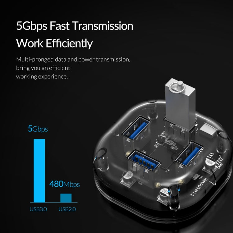 ORICO H4U-U3 4-Port Transparent HUB - USB 3.0 HUB by ORICO | Online Shopping UK | buy2fix