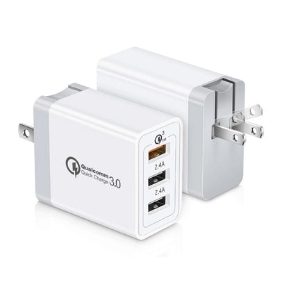 SDC-30W 2 in 1 USB to 8 Pin Data Cable + 30W QC 3.0 USB + 2.4A Dual USB 2.0 Ports Mobile Phone Tablet PC Universal Quick Charger Travel Charger Set,  US Plug - Apple Accessories by buy2fix | Online Shopping UK | buy2fix