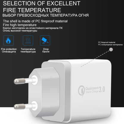 SDC-30W 2 in 1 USB to 8 Pin Data Cable + 30W QC 3.0 USB + 2.4A Dual USB 2.0 Ports Mobile Phone Tablet PC Universal Quick Charger Travel Charger Set, EU Plug - Apple Accessories by buy2fix | Online Shopping UK | buy2fix