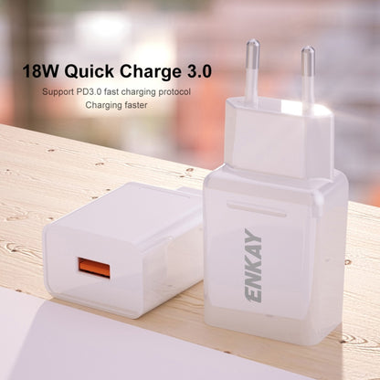 ENKAY Hat-Prince T033 18W 3A QC3.0 Fast Charging Power Adapter EU Plug Portable Travel Charger With 3A 1m Micro USB Cable - Mobile Accessories by ENKAY | Online Shopping UK | buy2fix