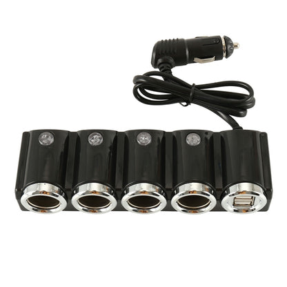 4 Way Car Cigarette Lighter Socket Splitter Dual USB Port Car Charger Adapter - Cigar Socket by buy2fix | Online Shopping UK | buy2fix