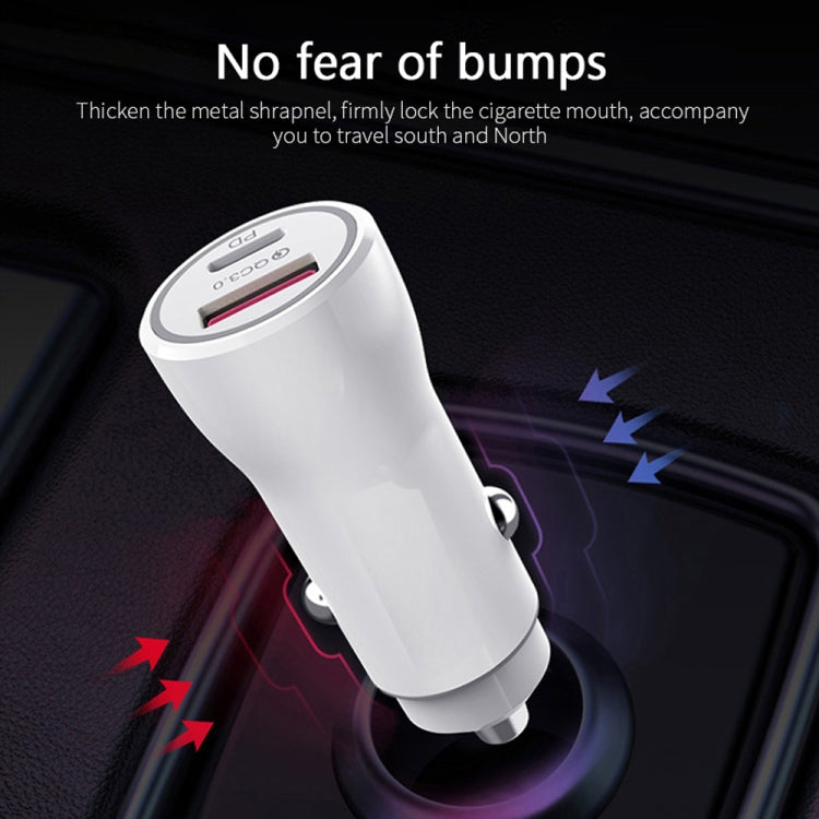 P21 Portable PD 20W + QC 3.0 18W Dual Ports Fast Car Charger(White) - Car Charger by buy2fix | Online Shopping UK | buy2fix