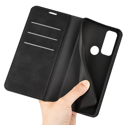 For TCL 20 R 5G Retro-skin Business Magnetic Suction Phone Leather Case with Holder & Card Slots & Wallet(Black) - More Brand by buy2fix | Online Shopping UK | buy2fix