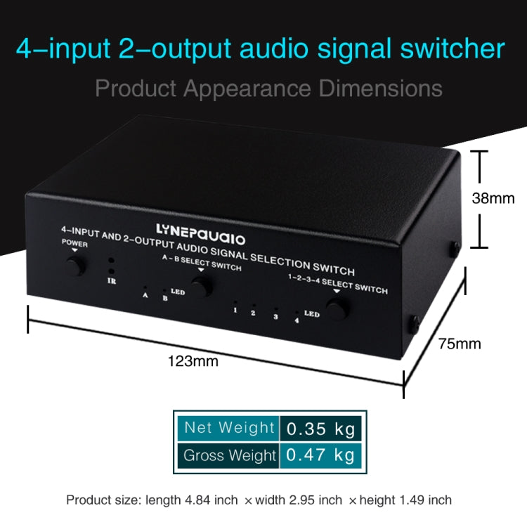 4 In 2 Out / 2 In 4 Out RCA Audio Signal Selector Switch Device with Remote Control - Consumer Electronics by buy2fix | Online Shopping UK | buy2fix