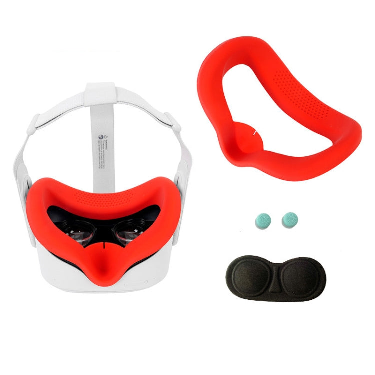 JD-391215 Suitable for Oculus Quest2 Generation VR Eye Mask Silicone Cover + Lens Cover Set(Red) -  by buy2fix | Online Shopping UK | buy2fix