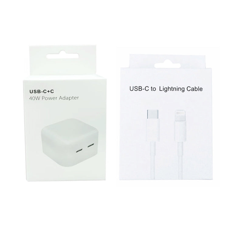 SDC-40W Dual PD USB-C / Type-C Ports Charger with 1m Type-C to 8 Pin Cable, AU Plug - Apple Accessories by buy2fix | Online Shopping UK | buy2fix