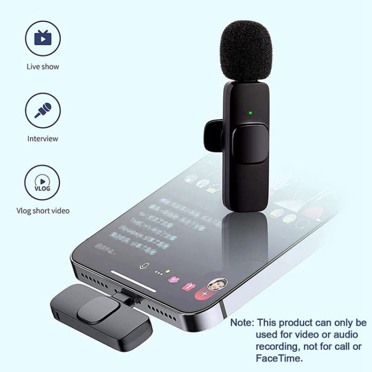 K9 Wireless Clip-on Auto-Sync Noise Cancelling Live Mini Microphone with 8-Pin Receiver - Consumer Electronics by buy2fix | Online Shopping UK | buy2fix