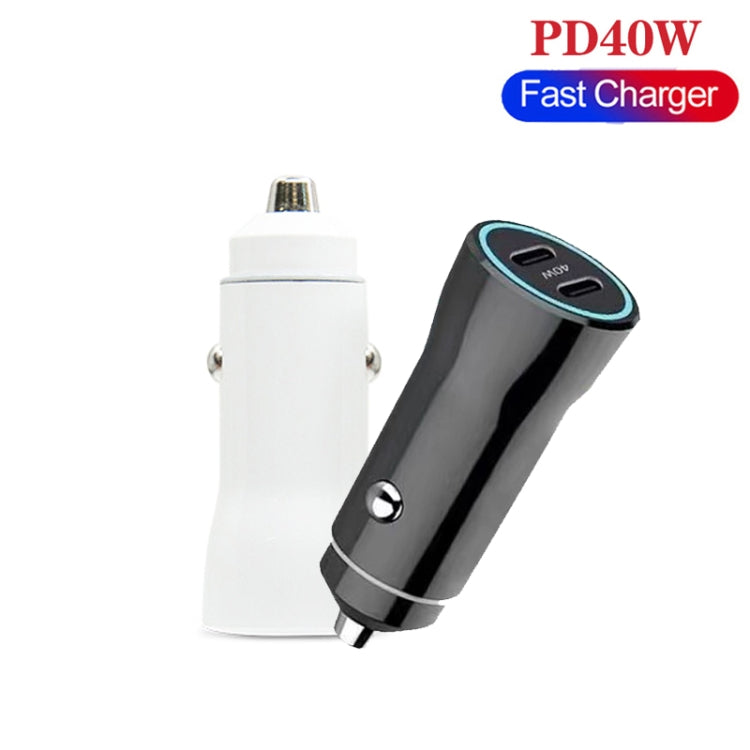 TE-P8 40W PD20W + PD20W Dual Port PD3.0 Car Charger with Type-c to Type-C Data Cable, Length: 1m(Black) - In Car by buy2fix | Online Shopping UK | buy2fix