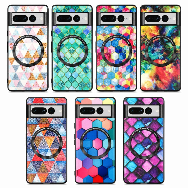 For Google Pixel 7 Pro Colored Drawing Leather Back Cover Magsafe Phone Case(Magic Space) - Google Cases by buy2fix | Online Shopping UK | buy2fix