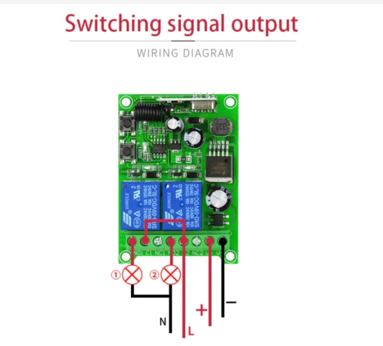 DC 12V 24V 48V Universal Electric Door RF Wireless Remote Control Relay Receiver Set - Smart Switch by buy2fix | Online Shopping UK | buy2fix