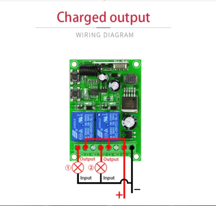 DC 12V 24V 48V Universal Electric Door RF Wireless Remote Control Relay Receiver Set - Smart Switch by buy2fix | Online Shopping UK | buy2fix