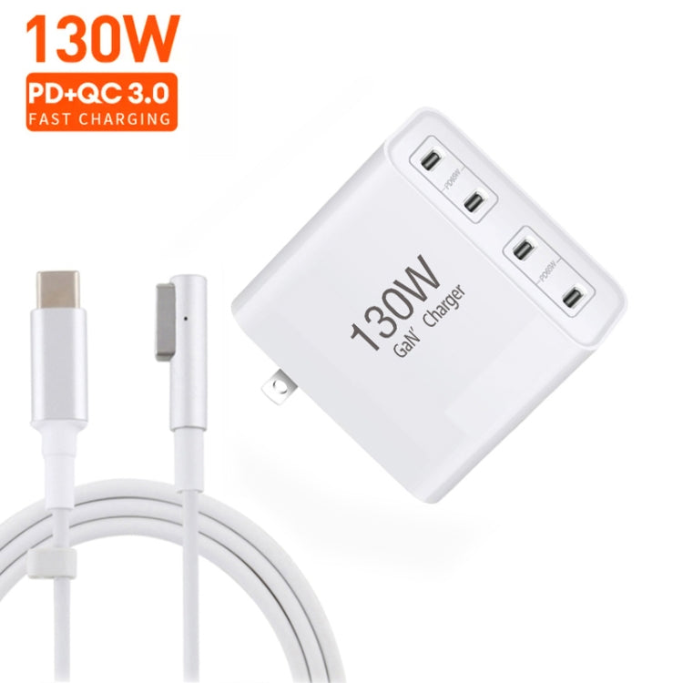 GaN 130W 4-Port USB-C PD65W / PD30W Multi Port Type-C Charger with  1.8m Type-C to MagSafe 1 / L Header Data Cable US / EU Plug - Cable & Adapter by buy2fix | Online Shopping UK | buy2fix