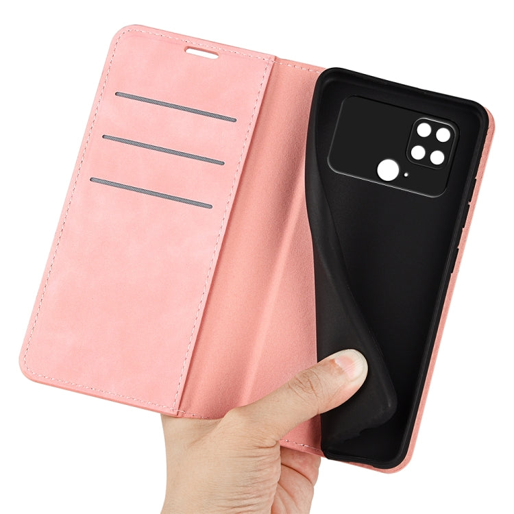 For Xiaomi Poco C40 Retro-skin Magnetic Suction Leather Phone Case(Pink) - Xiaomi Cases by buy2fix | Online Shopping UK | buy2fix