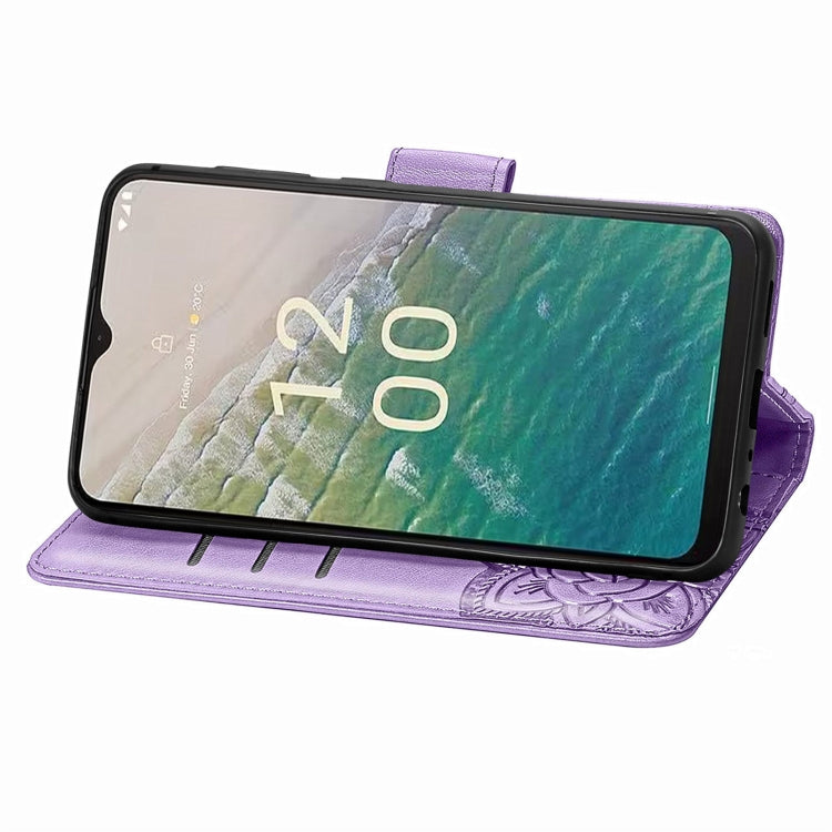 For Nokia C32 Butterfly Love Flower Embossed Leather Phone Case(Lavender) - Nokia Cases by buy2fix | Online Shopping UK | buy2fix