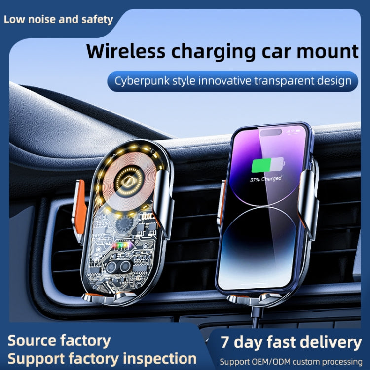 C12 Wireless Fast Charging Car Bracket Interior Cup Air Outlet Fixing Clip Induction Luminous LOGO - Wireless Charger Holders by buy2fix | Online Shopping UK | buy2fix