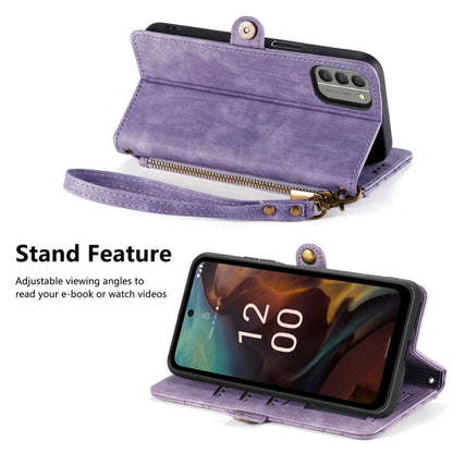 For Nokia XR21 Geometric Zipper Wallet Side Buckle Leather Phone Case(Purple) - Nokia Cases by buy2fix | Online Shopping UK | buy2fix