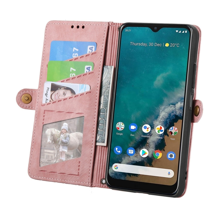 For Nokia G50 5G Geometric Zipper Wallet Side Buckle Leather Phone Case(Pink) - Nokia Cases by buy2fix | Online Shopping UK | buy2fix