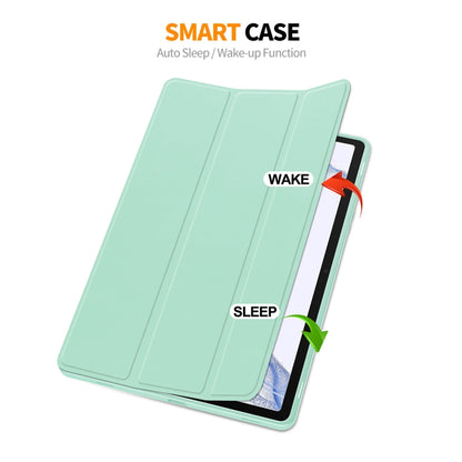 For Samsung Galaxy Tab S9 ENKAY Tri-fold Custer Leather TPU Bottom Smart Case with Pen Slot(Light Green) - Other Galaxy Tab PC by ENKAY | Online Shopping UK | buy2fix