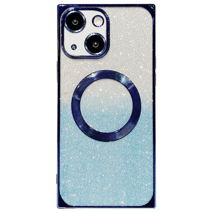 For iPhone 14 Plus Square Gradient Magsafe Electroplating TPU Phone Case(Blue) - iPhone 14 Plus Cases by buy2fix | Online Shopping UK | buy2fix