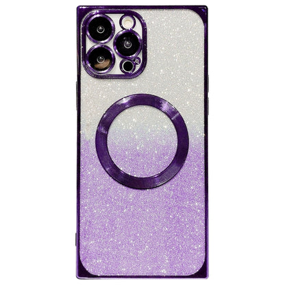 For iPhone 14 Pro Square Gradient Magsafe Electroplating TPU Phone Case(Purple) - iPhone 14 Pro Cases by buy2fix | Online Shopping UK | buy2fix