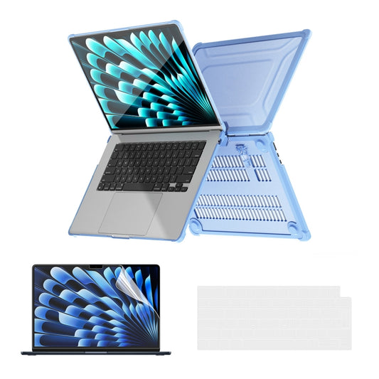 For MacBook Air 15.3 A2941/M3 2024 A3114 ENKAY Hat-Prince 3 in 1 Protective Bracket Case Cover Hard Shell with TPU Keyboard Film / PET Screen Protector, Version:EU(Light Blue) - MacBook Air Cases by ENKAY | Online Shopping UK | buy2fix