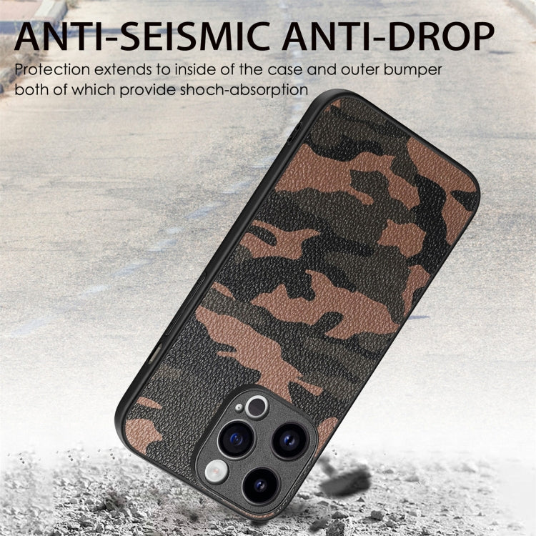 For iPhone 15 Pro Max Retro Camouflage Leather Back Phone Case(Brown) - iPhone 15 Pro Max Cases by buy2fix | Online Shopping UK | buy2fix