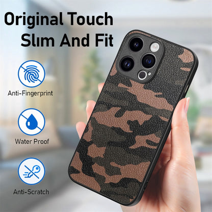 For iPhone 15 Pro Max Retro Camouflage Leather Back Phone Case(Brown) - iPhone 15 Pro Max Cases by buy2fix | Online Shopping UK | buy2fix