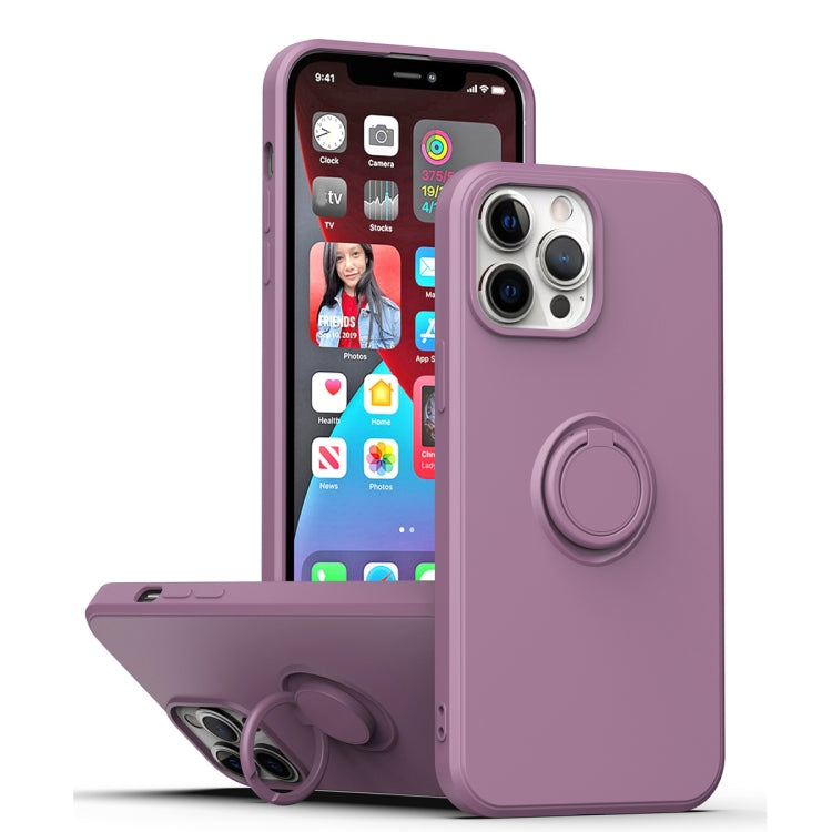 For iPhone 15 Pro Max Ring Kickstand Silicone Phone Case(Purple) - iPhone 15 Pro Max Cases by buy2fix | Online Shopping UK | buy2fix