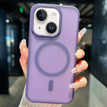 For iPhone 14 Plus Transparent TPU Hybrid PC Magsafe Phone Case(Purple) - iPhone 14 Plus Cases by buy2fix | Online Shopping UK | buy2fix