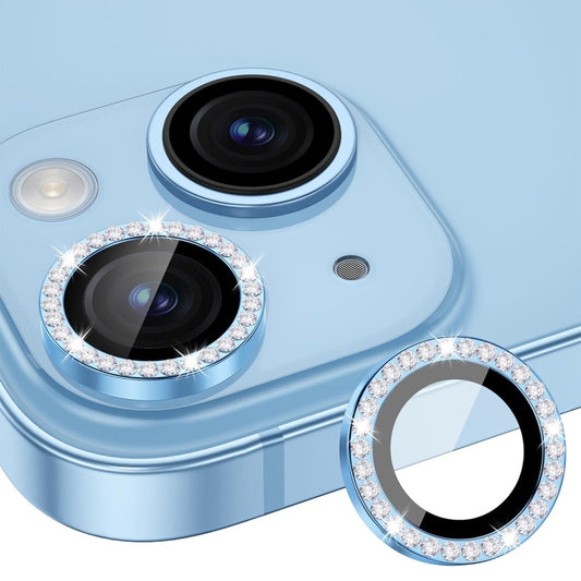 For iPhone 14 / 14 Plus ENKAY AR Anti-reflection Individual Diamond Ring Camera Lens Glass Full Film(Sierra Blue) - iPhone 14 Tempered Glass by ENKAY | Online Shopping UK | buy2fix