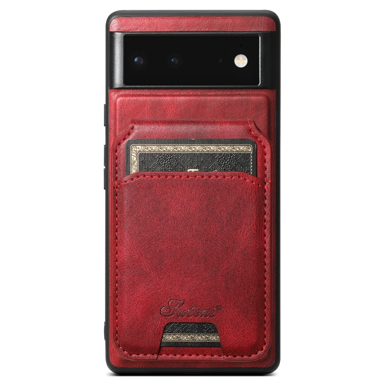 For Google Pixel 6a Suteni H15 Oil Eax Leather Detachable Wallet Back Phone Case(Red) - Google Cases by Suteni | Online Shopping UK | buy2fix