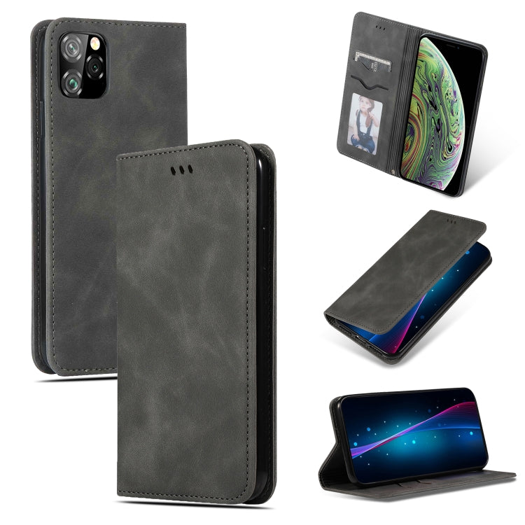 For iPhone 11 Pro Max Retro Skin Feel Business Magnetic Horizontal Flip Leather Case (Dark Gray) - Apple Accessories by buy2fix | Online Shopping UK | buy2fix